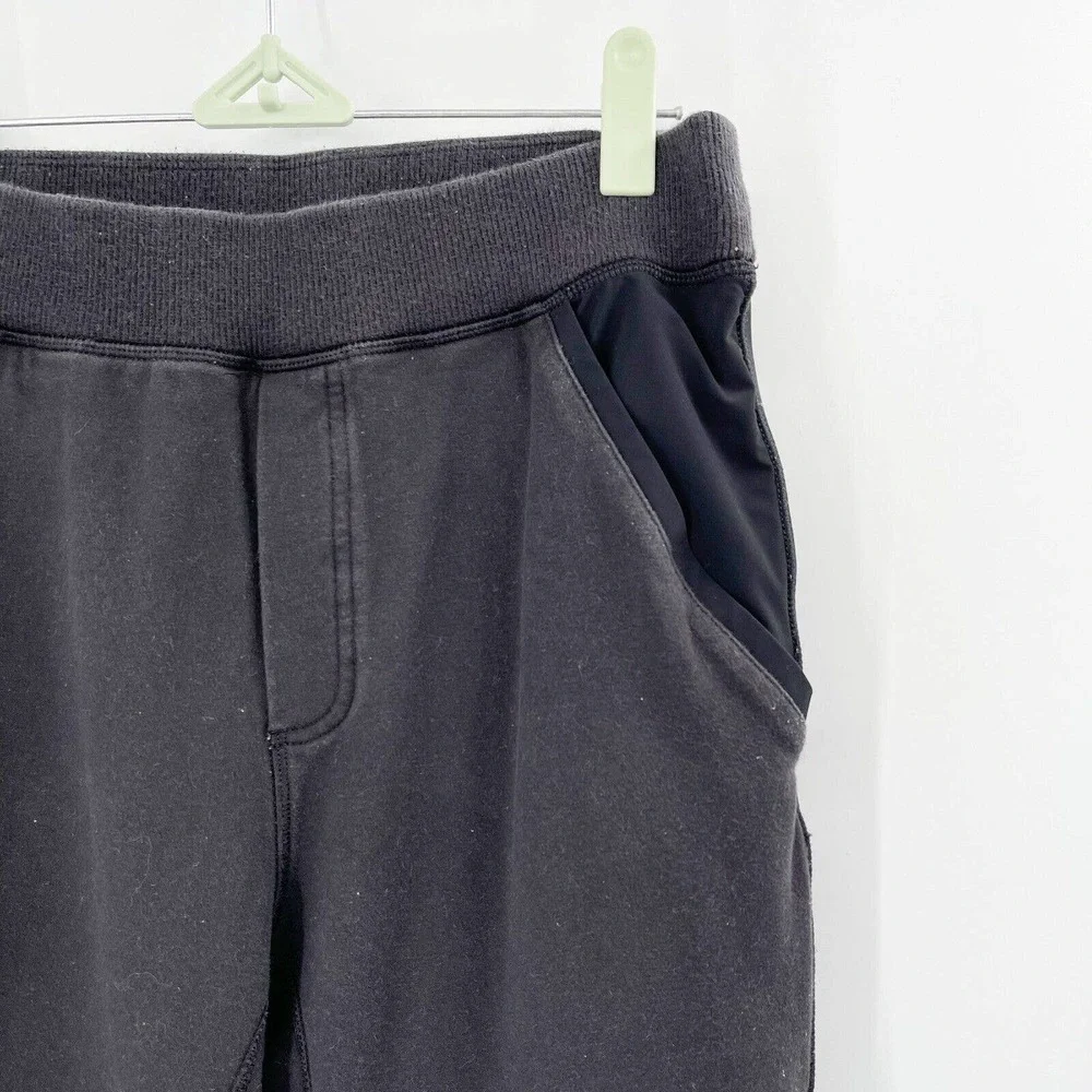 Lululemon Rocket Jogger Yoga Pants Sz 4 Black‎ French Terry Pockets Ankle Zip